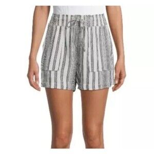 Time and Tru Shorts Womens 3XL Linen Striped Drawstring Waist Pull-On NWT